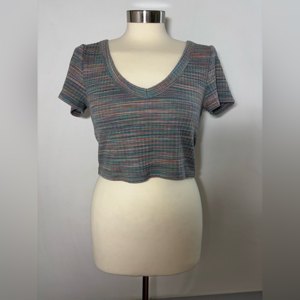 Madewell V-Neck Multi-Color Crop Top
